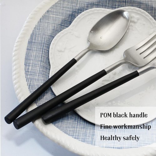 Black 20-Piece Silverware Set with Resin Handle,Stainless Steel Flatware Set, Modern Cutlery Set, Service for 4, Dishwasher Safe