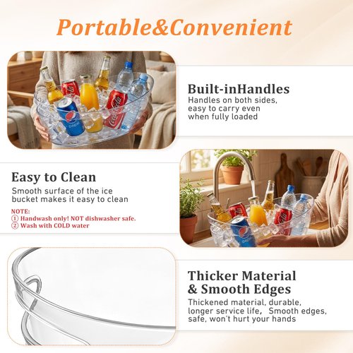 Yiyiring 4 Pcs Ice Buckets for Parties Large 5.5l Clear Beverage Tubs with Scoops, Tongs, Wine Opener, Vacuum Wine Stoppers and Bar Accessories Mimosa Bar Supplies for Champagne Beer Beverage Drinks