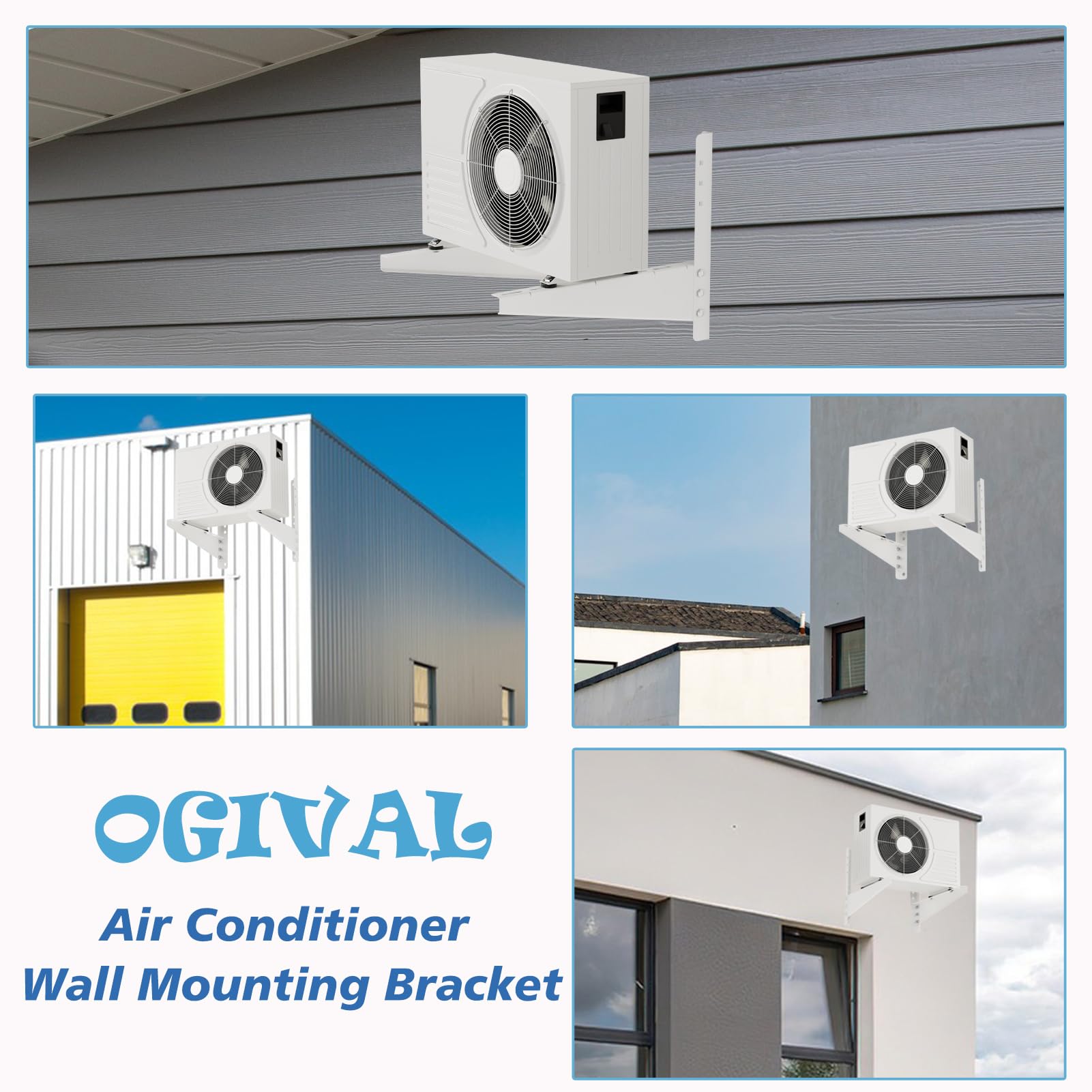 Ogival Outdoor Mini Split Wall Mounting Bracket for 9,000-18,000 BTU Air Conditioner, Heavy Duty AC Support Bracket for Outside, Holds Up to 330lbs