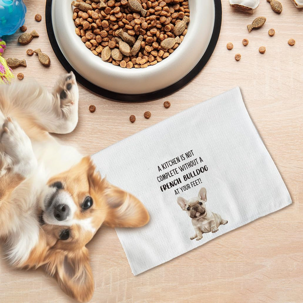 Tzhim French Bulldog Gifts Kitchen Towels Set of 2, Frenchie Mom Gift, French Bulldog Gifts for Women Dish Tea Towels for Kitchen, FrenchBulldog Hand Towels, Dog Kitchen Bathroom Decor, 16x24inch