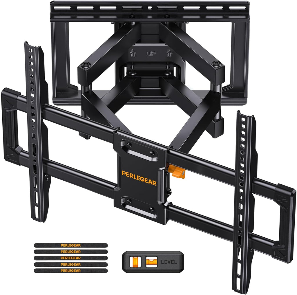 Perlegear Full Motion TV Wall Mount - Heavy Duty for 42-90" TVs Up to 132lbs | Tool-Free Tilt & Swivel