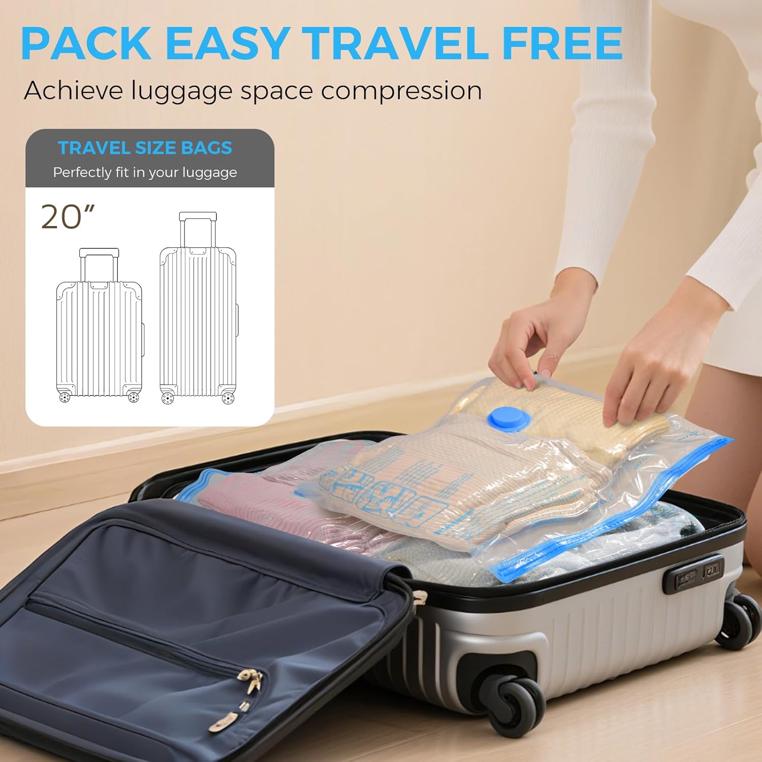 Skiennix Vacuum Seal Bags - 12 Pack Space-Saving Storage Bags with Portable Electric Pump for Travel