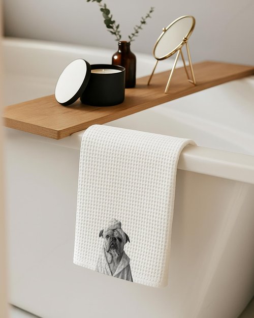 FISWAFY English Bulldog Gifts Hand Towels, Dog Bathroom Decor, English Bulldog Lover Gifts for Women Decorative Hand Towels for Bathroom Washroom Spa Gym, 16x24 Inch Set of 2