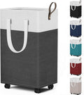 HomeHacks 75L Waterproof Rolling Laundry Hamper - Collapsible Basket with 4 Wheels for Easy Transport | Gray