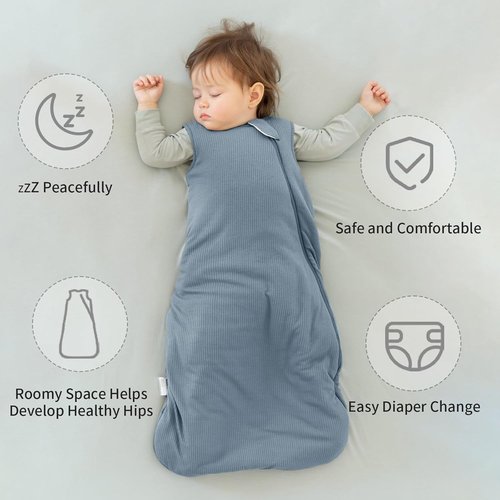 BubblePanda Bamboo Sleep Sack - Breathable 1.0 Tog Infant Wearable Blanket | 0-6 Months, Unisex