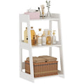 POBOMULI 3-Tier Bathroom Ladder Shelf Freestanding, White Floor Shelves Open Shelving Unit, Small Bookshelf Nightstand for Home Study Laundry Room (11.8" D x 15.7" W x 27.6" H)