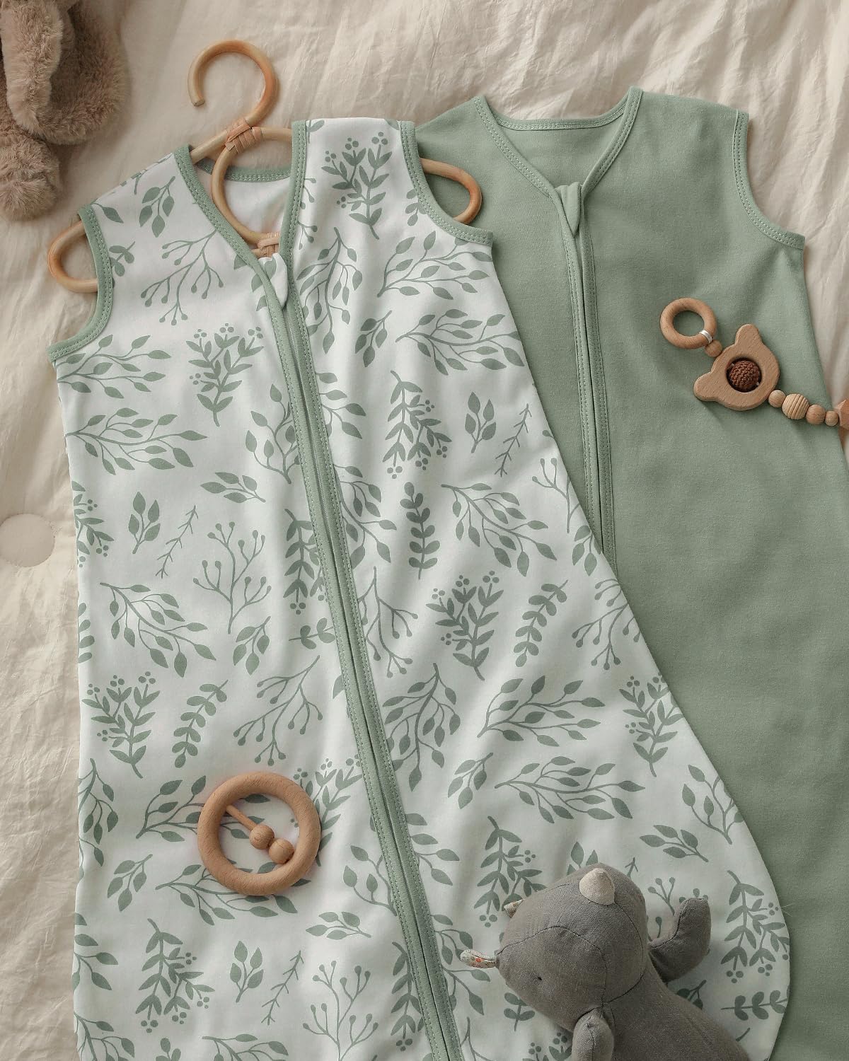 Yoofoss Baby Sleep Sack - 100% Organic Cotton Wearable Blanket | 2-Way Zipper, 0.5 TOG, 3 Pack for 6-12 Months