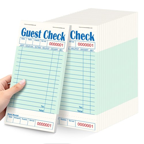 ZPARIK 20 Pack/1000 Tickets Guest Checks Books for Servers, Green Server Books for Waitress, Server Note Pads for Restaurants