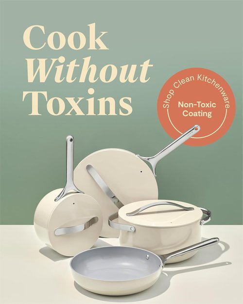 Caraway Non-Stick Ceramic Cookware Set - 12-Piece Oven Safe Pots, Pans & Lids | PFAS & PFOA Free - Gray