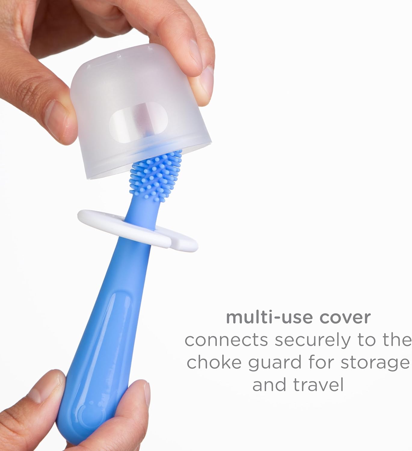 Ubbi Grow With Me Toothbrush Training Set - 360° Food-Grade Silicone & Soft Bristles | Polaris Blue & Zest Green