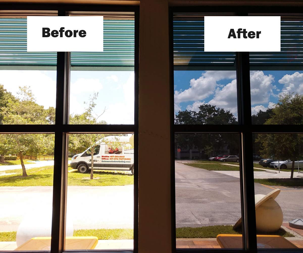 Niviy One Way Window Film Privacy Mirror Effect Self-Adhesive Window Tint UV Heat Control Glass Door Film for Home and Office, Black-Silver 35.4 x 157.4 inches