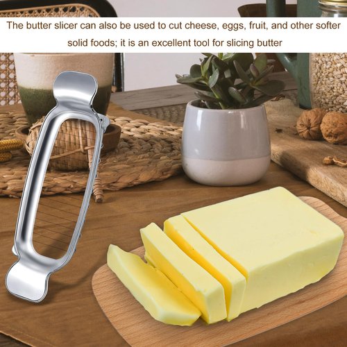 Butter Slicer, Stainless Steel Cheese Cutter Butter Slicer Parts With Ergonomic Handle, Kitchen Food Tool Butter Cutter Wire Cheese Slicer Cutting Cheese, Butter, Eggs, Fruit