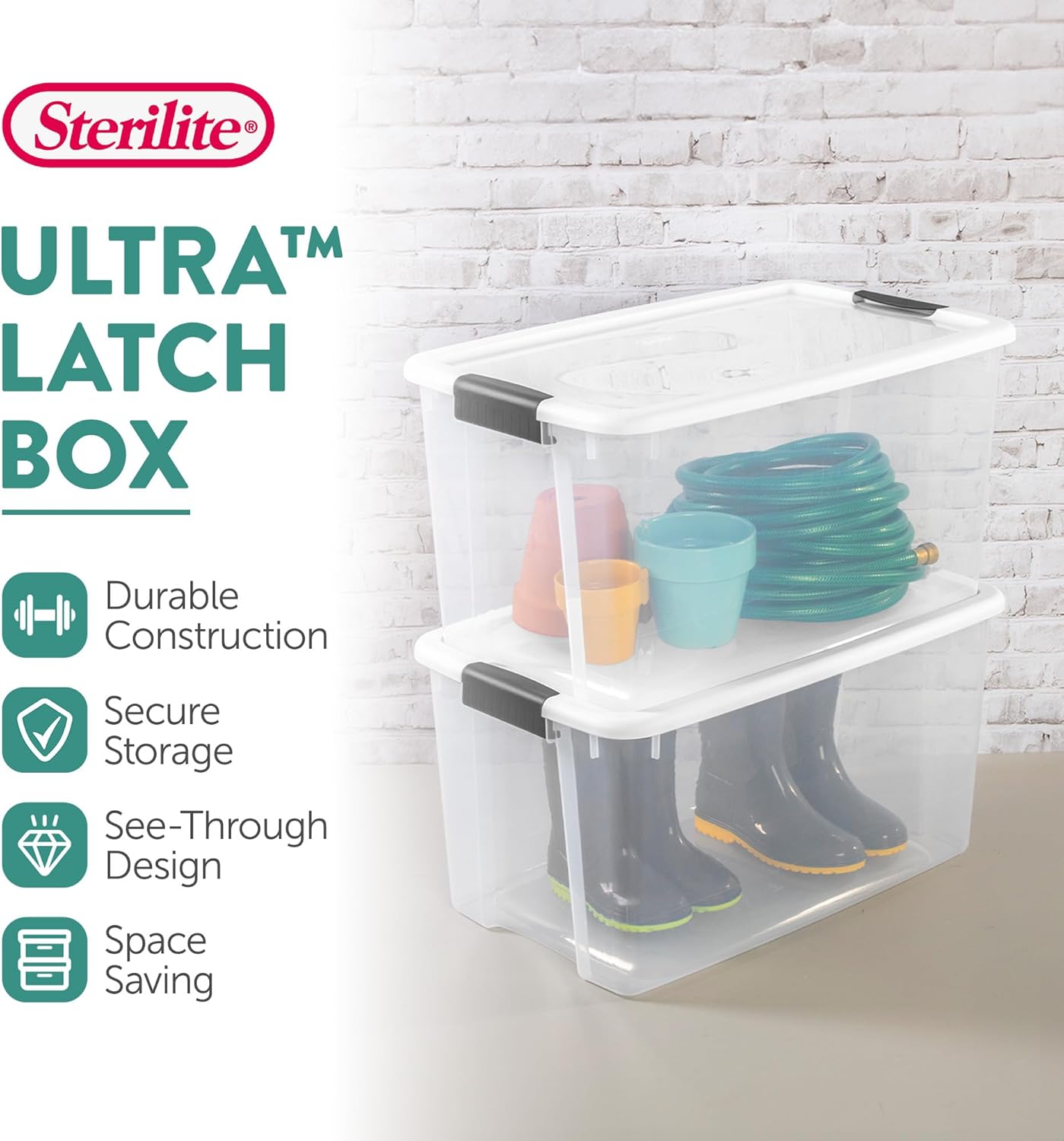 Sterilite 20-Pack Ultra Latching Storage Bins - Clear Plastic, 70 Quart Heavy-Duty Organizers for Home & Office