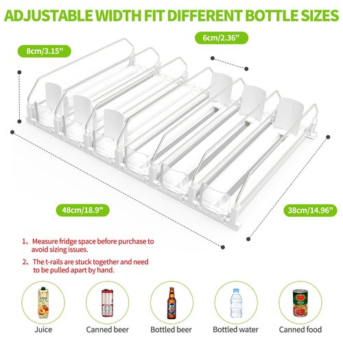 Coanto Drink Organizer for Fridge, Soda Can Dispenser for Refrigerator, Automatic Self-Pushing Fridge Drink Dispenser Holds up to 30 Cans, 6 Row