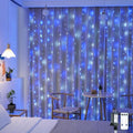 JMEXSUSS 300LED Christmas Curtain Lights - Remote Control Blue & White Fairy Lights | 9.8x9.8ft Indoor/Outdoor Decor