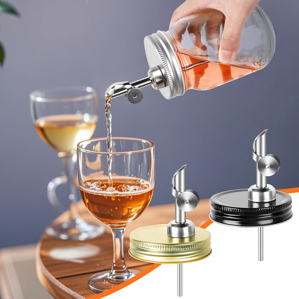 Auto-locking Flip Dispenser Spouts Moonshine Pour Cap,for Regular Mouth 2.75Inch Mason Jar, Free Flow Canning Jar Pouring, for Olive Oil Vodka Moonshine Liquid Salad Dressing,No Jar(Black)