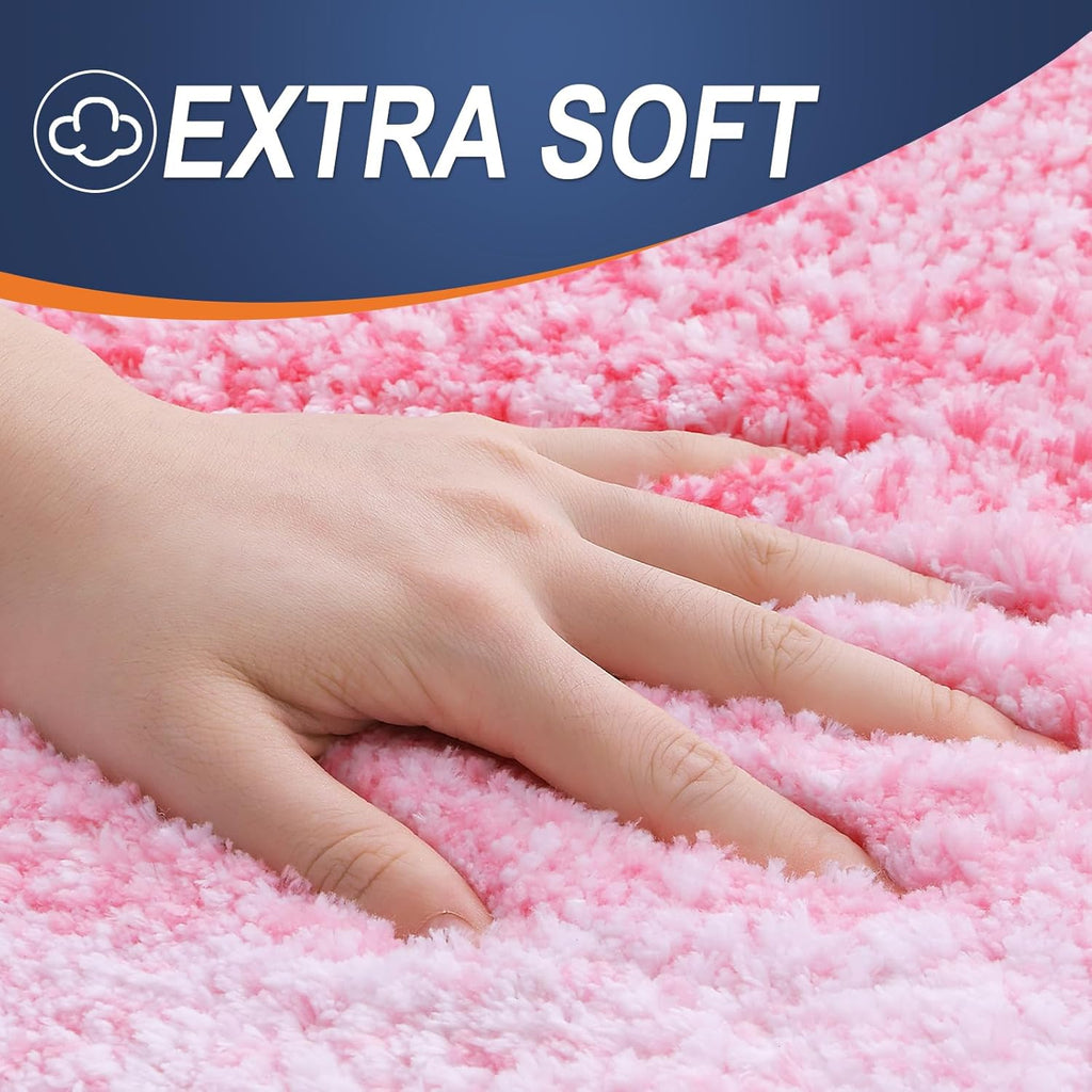 OLANLY Bathroom Runner Rug - Extra Soft Microfiber Mat, Quick-Dry & Washable, 47x24 Inches | Pink