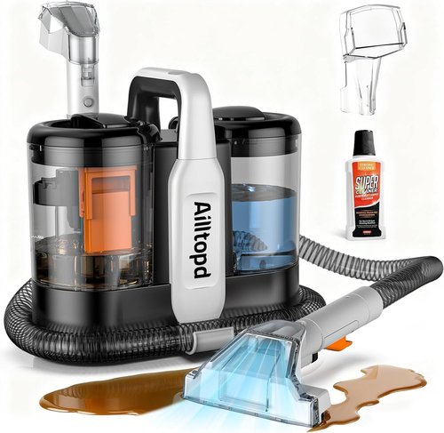Ailltopd Portable Carpet & Upholstery Cleaner Machine, 15Kpa Strong Suction Couch Cleaner Machine, Spot Cleaner for Carpet, Car, Pets, Stairs, Sofa, Couch Cleaner Machine, Self-Cleaning & 2 Brush