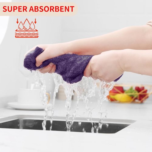 Homaxy Kitchen Dish Cloths - 100% Cotton Waffle Weave, Ultra Soft & Absorbent, 12x12 Inches, 8-Pack, Eggplant