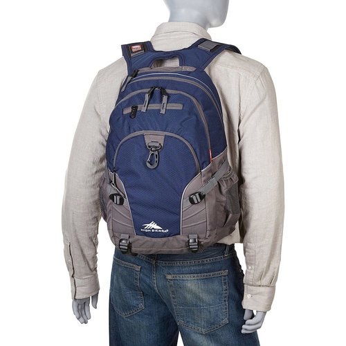 High Sierra Loop Backpack, Travel, or Work Bookbag with tablet sleeve, One Size, Sequin Facets/Bluebird/White