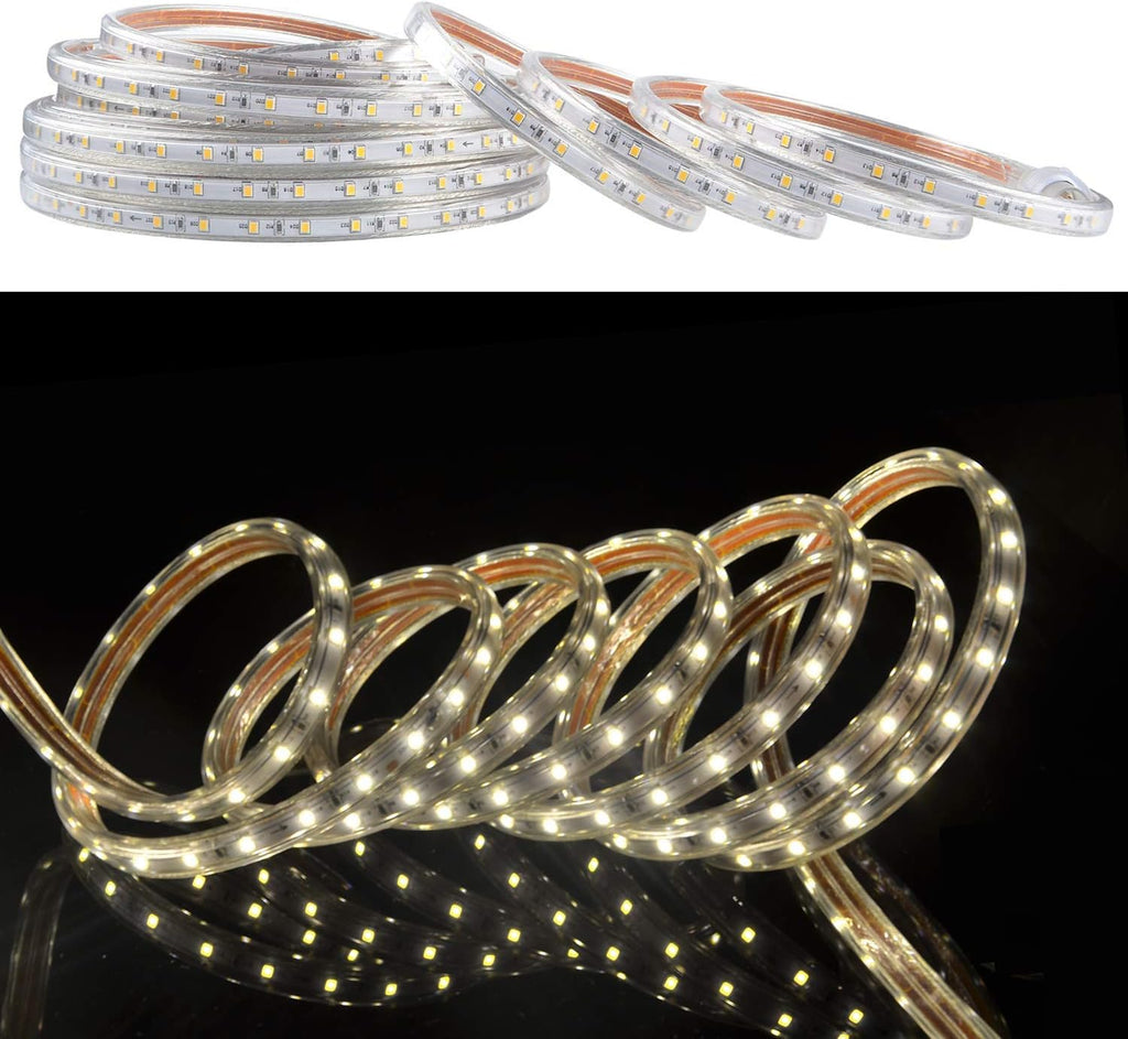 SURNIE LED Rope Lights - 50ft Waterproof Warm White Outdoor Lighting | Flexible & Cuttable for Deck, Patio, Christmas Decor