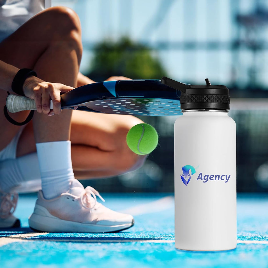 Skiennix Personalized Water Bottles - Custom Text Logo Print | 32oz, 25 Pcs, Double Wall, Leakproof