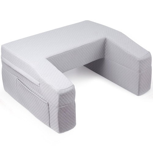 SafeSprings Reading Pillow for Gaming & Laptop (Includes 2 Washable Pillowcases) – 24″ Laptop Pillow for Bed, Couch, Steam Deck, Switch, High Density Foam Arm Rests, Pockets, Ergonomic Back Support