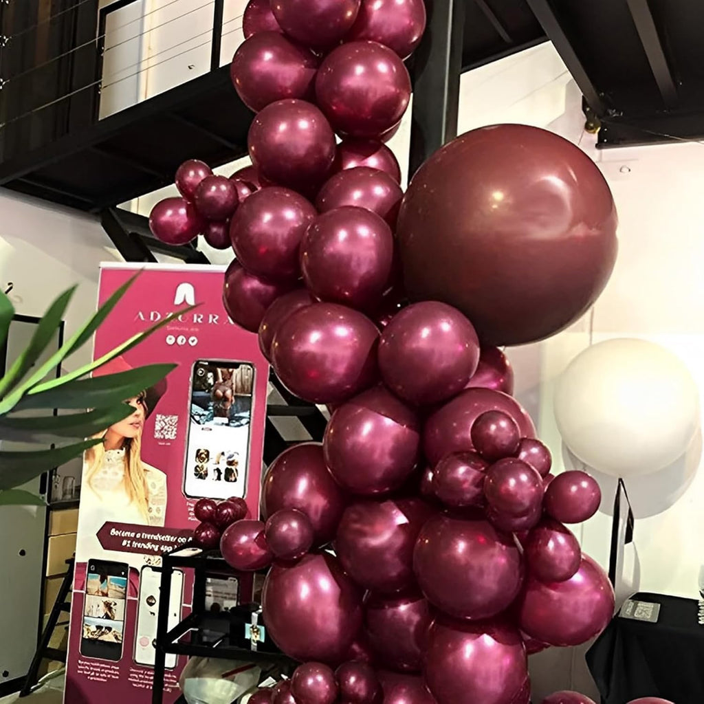 Voircoloria Burgundy Balloons - 110pcs 12-Inch Maroon Latex for Weddings, Birthdays & Celebrations
