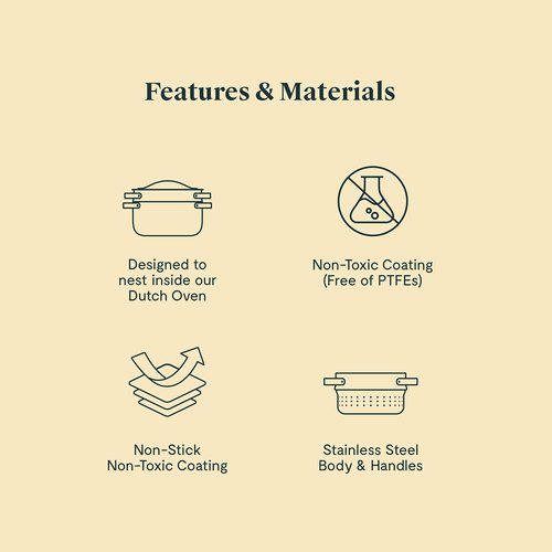 Caraway Steamer - Stainless Steel Steamer with Handles - Non Stick, Non Toxic Coating - Steam Veggies, Seafood, and More - Compatible With Our Dutch Oven or Sauce Pan - Large