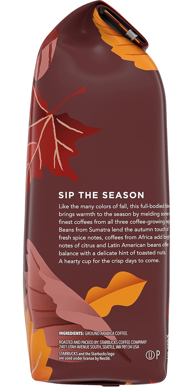 Starbucks Limited Edition Ground Coffee - Fall Blend Medium Roast 100% Arabica | 17 Ounce Bag (Pack of 4)