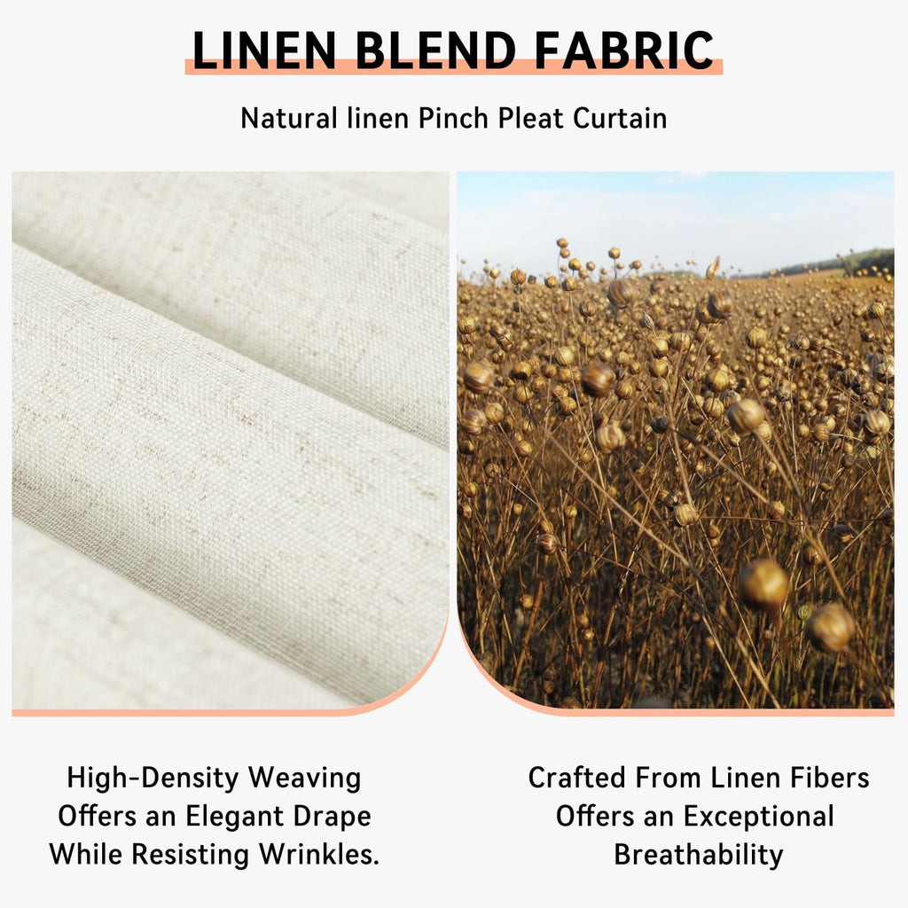 100% Blackout Shield Linen Pinch Pleated Curtains Blackout, Curtains 90 Inches Long 2 Panel Set for Bedroom/Living Room, Pinch Pleat Drapes with Hooks, 40” W x 90” L, Navy Blue
