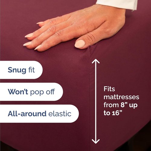 Comfy Twin Size 3 Piece Sheet Set by [Brand Name] - Breathable Cooling Bed Sheets | Ultra-Soft, Deep Pockets, Wrinkle-Free - Oeko-Tex Certified, Burgundy