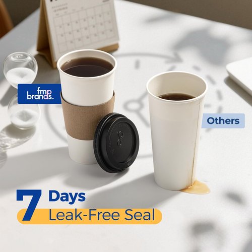 Fit Meal Prep 24 oz 50 Pack To Go Coffee Cups with Lids and Sleeves, Disposable Paper Coffee Cups with Lids for Hot/Cold Beverage
