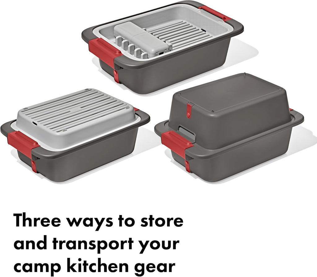 OXO Outdoor Wash, Dry & Stow System - Versatile Cleaning Solution for Camping & Outdoor Adventures