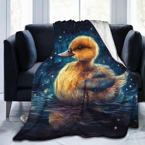 SARA NELL Duck Blanket, Cute Yellow Duck Swim on Magic Starry Sky Space Flannel Throw Blanket, Soft Plush Duck Gifts for Girls Boys, Kids Funny Ducks Prirt Birthday Ideas,60 in x 80 in