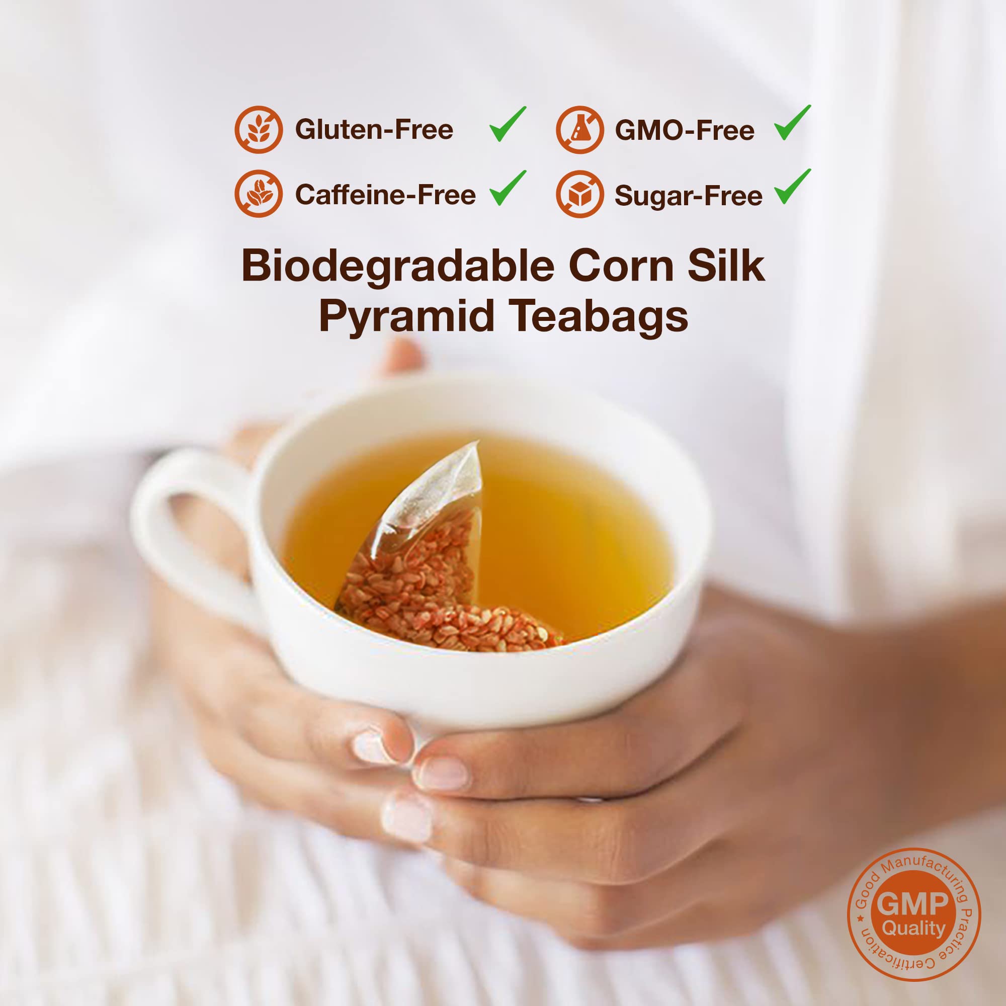 Himalayan Buckwheat Tea - 30 Corn Silk Pyramid Teabags 6 grams each | Roasted Tartary Soba Caffeine Free Tea | Premium Grade, All natural