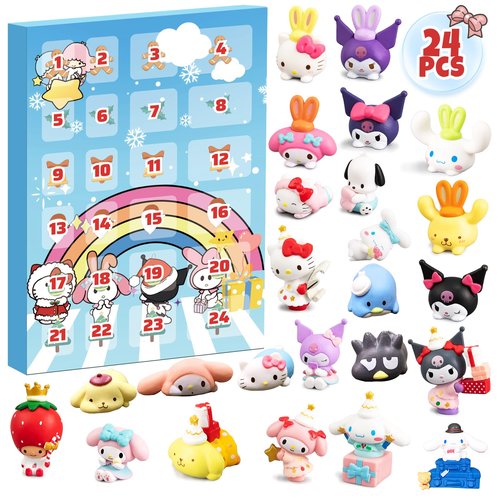 KIEAL Advent Calendar 2025, 24 Days Christmas Advent Calendar with 24 Anime Figures for Kids Teen Girls Adults, Surprise Christmas Countdown Calendar Toys for Ages 3 & up