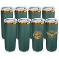 FunTrans 20 oz Skinny Tumblers Stainless Steel Tumbler with Lid and Straw Double Wall Vacuum Insulated Coffee Mug 20oz Powder Coated Cup for Hot and Cold Drinks(Green,8 pack)
