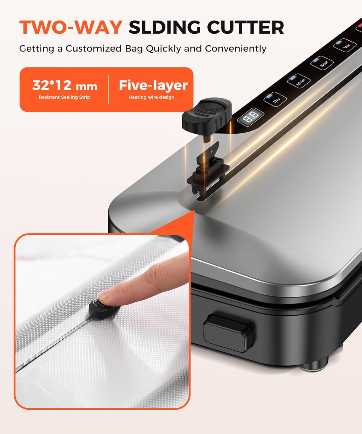 Vacuum Sealer Machine - 6-in-1 Dry/Moist Modes & Digital Timer | Compact Design with 10 Bags (Black Silver)