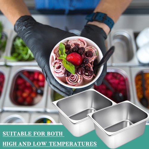Zubebe 8 Pcs Hotel Pans Stainless Steel Steam Table Pan 1/2 Half Size 6 Inch Restaurant Steam Table Pan Deep Metal Food Tray Commercial Food Pans for Restaurant Party Buffet Catering