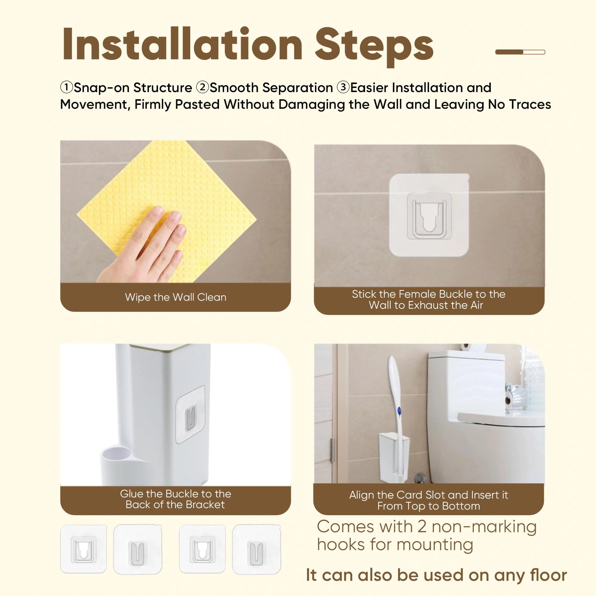 Terixe 2 Pack Holder for Clorox Toilet Wand – Compatible with Clorox Toilet Wand Holder Only, Space-Saving Wall-Mount & Free-Standing Toilet Wand Holder