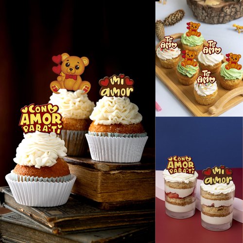 Toni Crafter - te amo 3 pcs Fondant mold perfect size for covered strawberries, letter mold with unique design, Silicone mold phrase love, spanish and english with love heart fondant mold