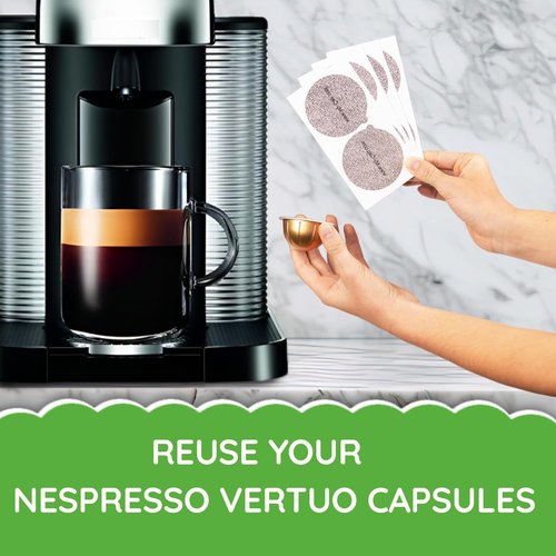 My-Cap Foil Seals for Nespresso Vertuo Pods - Reusable Aluminum Lids to Extend Capsule Life | Pack of 100
