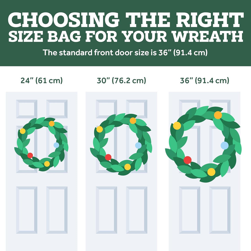 ZOBER Wreath Storage Bag - 30 Inch Dual Zippered Container for Artificial Wreaths - Durable Gray Design