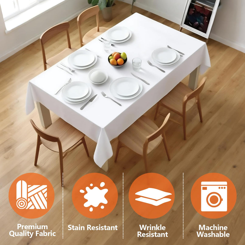 COCPOK 10Pack White Table Clothes,Rectangle Tablecloths for 6 Foot Rectangle Tables,59x102 Inch Wrinkle Resistant Washable Polyester Table Covers,Polyester Tablecloth for Wedding Party Banquet Dining