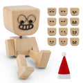 beuhugas 1PCS Shaking Tiny Feet Wooden Doll with Spring Legs with 12pcs Magnetic Expressions Funny Cars Ornaments Wood Desktop Decor, Car Dashboard Accessories