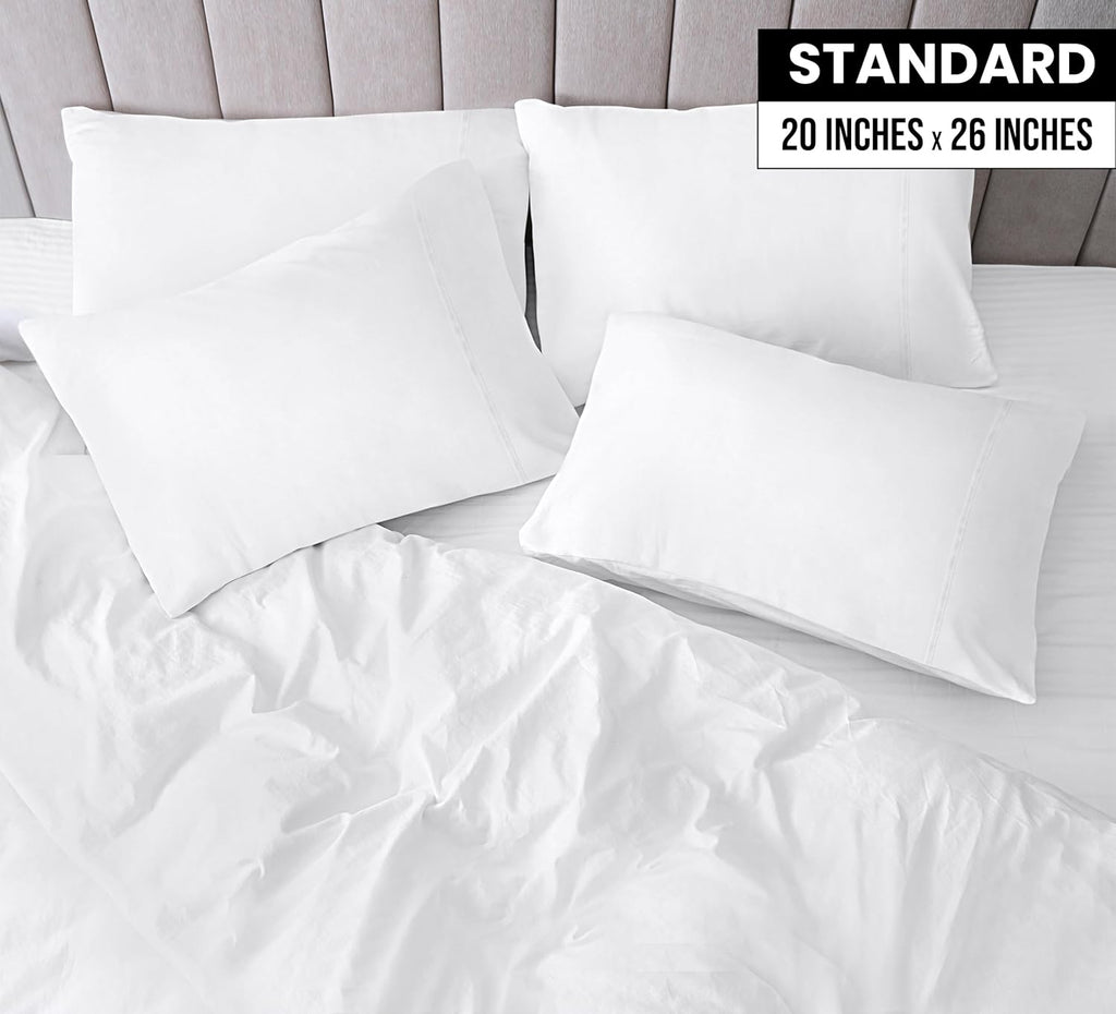 Utopia Bedding Standard Pillow Cases - Soft Brushed Microfiber - Pack of 4 | Fade Resistant 20 x 26 Inches (White)