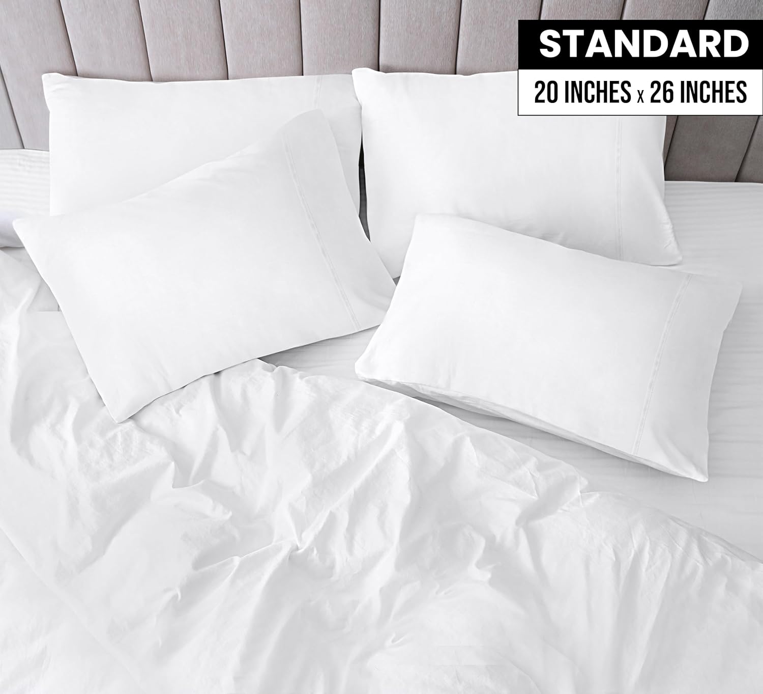 Utopia Bedding Standard Pillow Cases - Soft Brushed Microfiber - Pack of 4 | Fade Resistant 20 x 26 Inches (White)