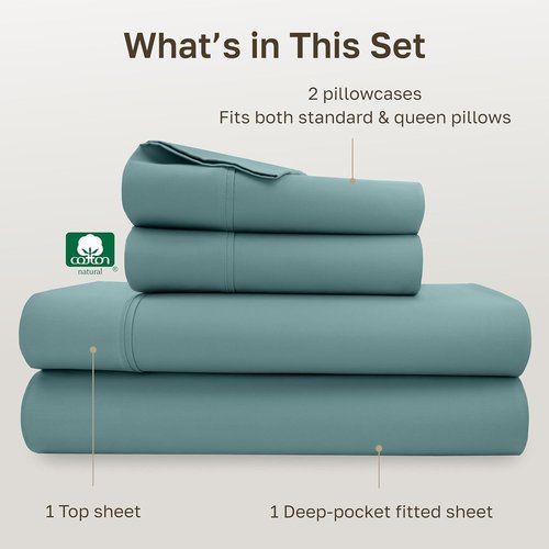 California Design Den 100% Cotton Queen Size Sheets - 400 Thread Count, Silky Smooth Sateen, Deep Pockets - Teal