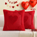 aolime Valentine's Day Pillow Covers Decoration, 18 x 18 Inch Set of 2 Red Arrow Love Heart Soft Plush Faux Fur Throw Pillow Cases for Chair Sofa Bedroom Living Room Home Decor